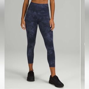 Lululemon Wunder Train High-Rise Crop 23" Diamond Dye Shade Naval Blue Size 12